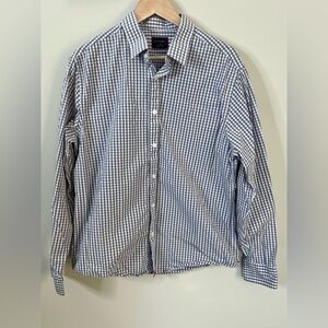 Untuckit Dunn Gray Checkered Long Sleeve Top Button Up Shirt Size Large